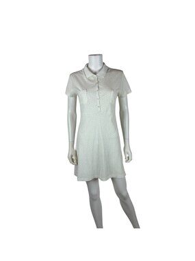Vintage 00s White Babydoll Dress Womens Medium Esprit Floral Pattern Mod Mini Y2